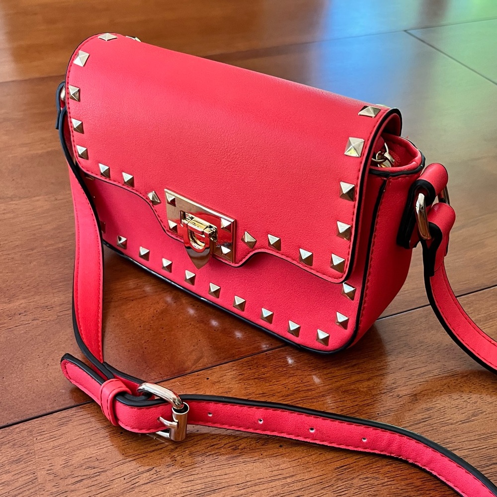 NWOT Red Studded Crossbody Handbag Purse